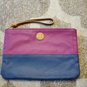 Tory Burch Zip Wristlet 10×7 Deep Fuchsia & Blue